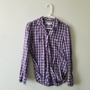 Banana Republic Purple Plaid Button Up, XS